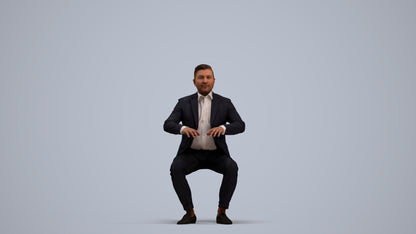 3D human model man business, photogrammetry scanned person for archviz, standing pose render