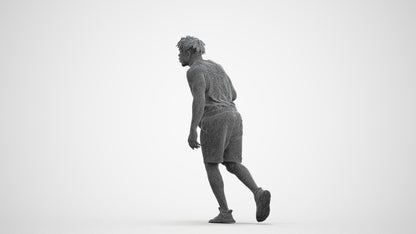 3D scanned man sport, photorealistic archviz people for Enscape and SketchUp, wireframe front view