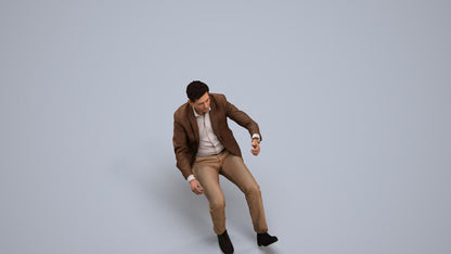 realistic 3D human man business driving, archviz people FBX OBJ for Blender, back view render