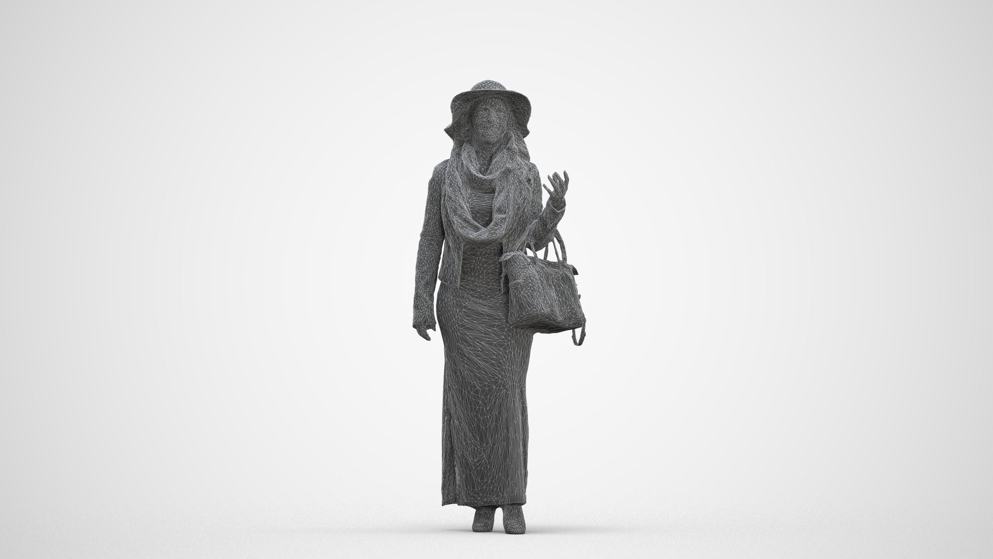 realistic 3D human woman casual standing, archviz people FBX OBJ for Blender, three-quarter front view render