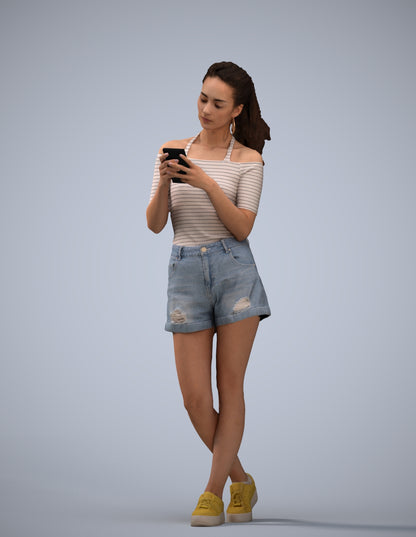 3D people model woman casual standing, scanned human for 3ds Max rendering