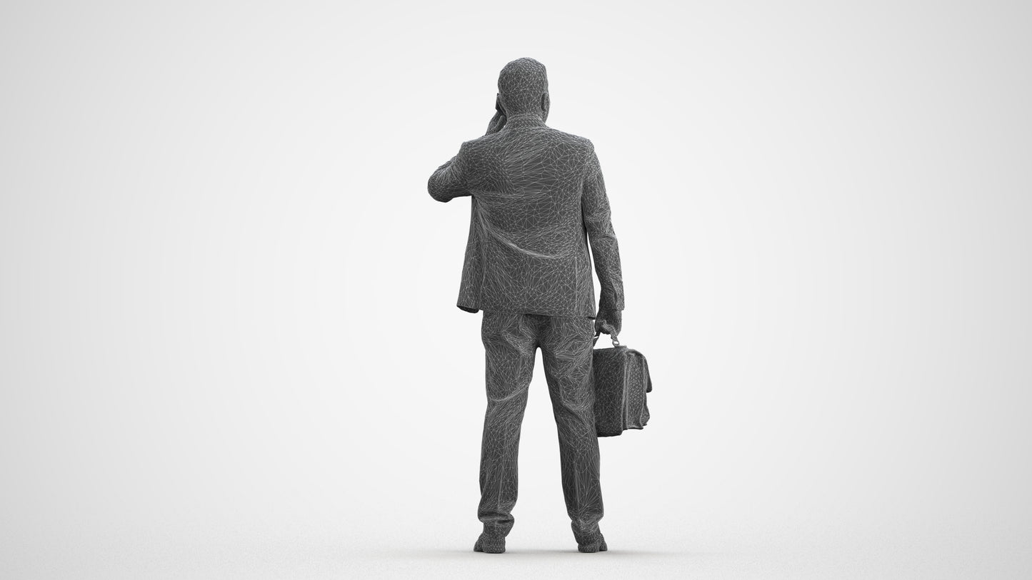 photogrammetry 3D man business, realistic human model archviz FBX, wireframe front view