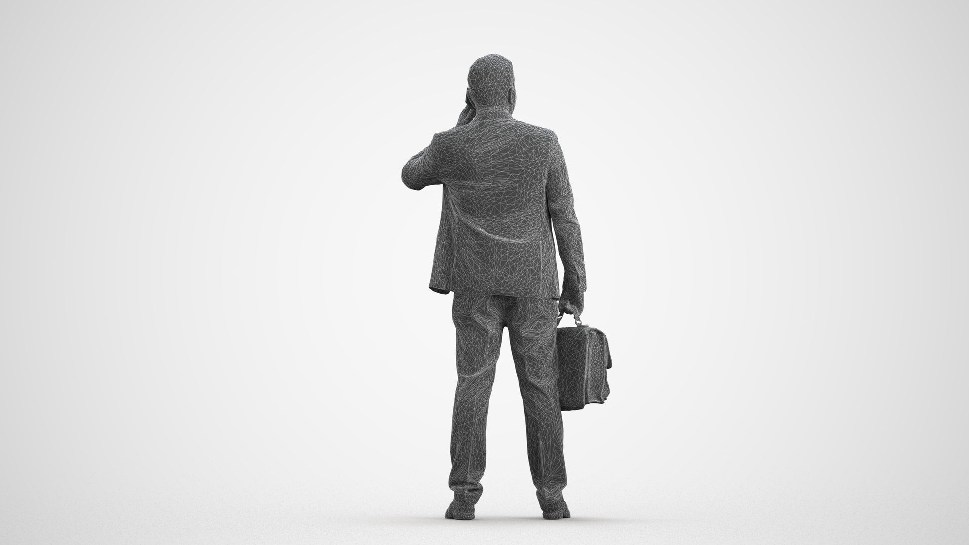 photogrammetry 3D man business, realistic human model archviz FBX, wireframe front view