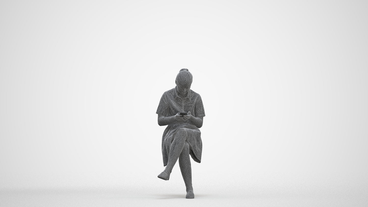 realistic 3D girl mix, scanned archviz people for Blender and 3ds Max, three-quarter front view render