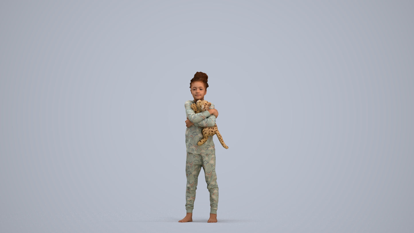 realistic 3D human girl kids, archviz people FBX OBJ for Blender, standing pose render