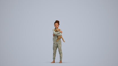 realistic 3D human girl kids, archviz people FBX OBJ for Blender, standing pose render