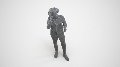 3D people model man business standing, scanned human for 3ds Max rendering, wireframe three-quarter view