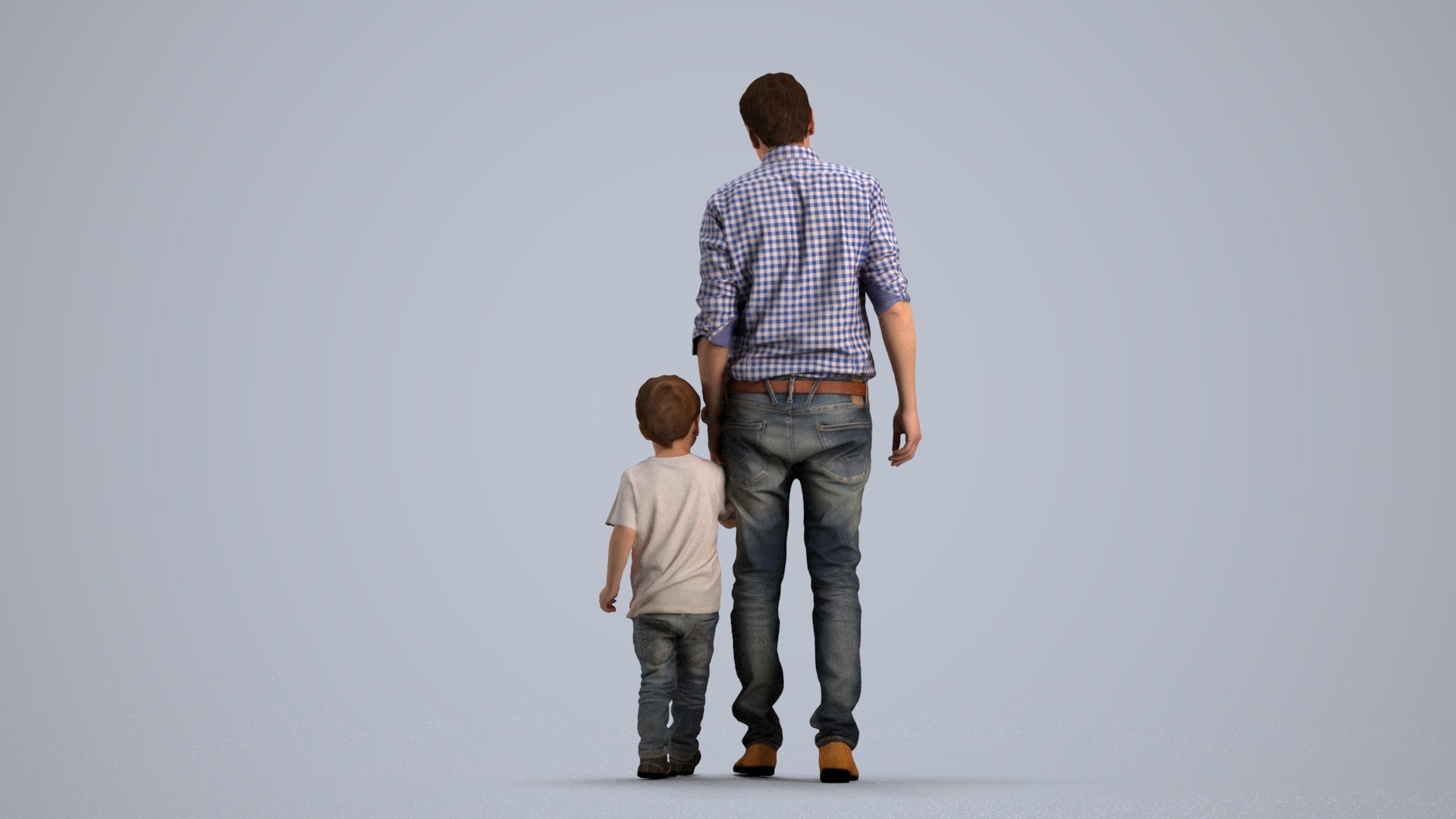 3D scanned boy kids casual, photorealistic archviz people for Enscape and SketchUp, front view render
