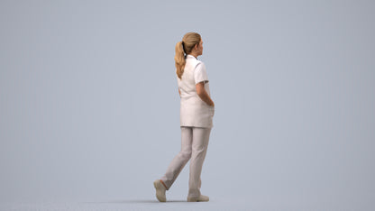 scanned 3D woman standing, photogrammetry people for Enscape and V-Ray, side view render