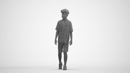 realistic 3D boy casual kids, scanned archviz people for Blender and 3ds Max, three-quarter front view render
