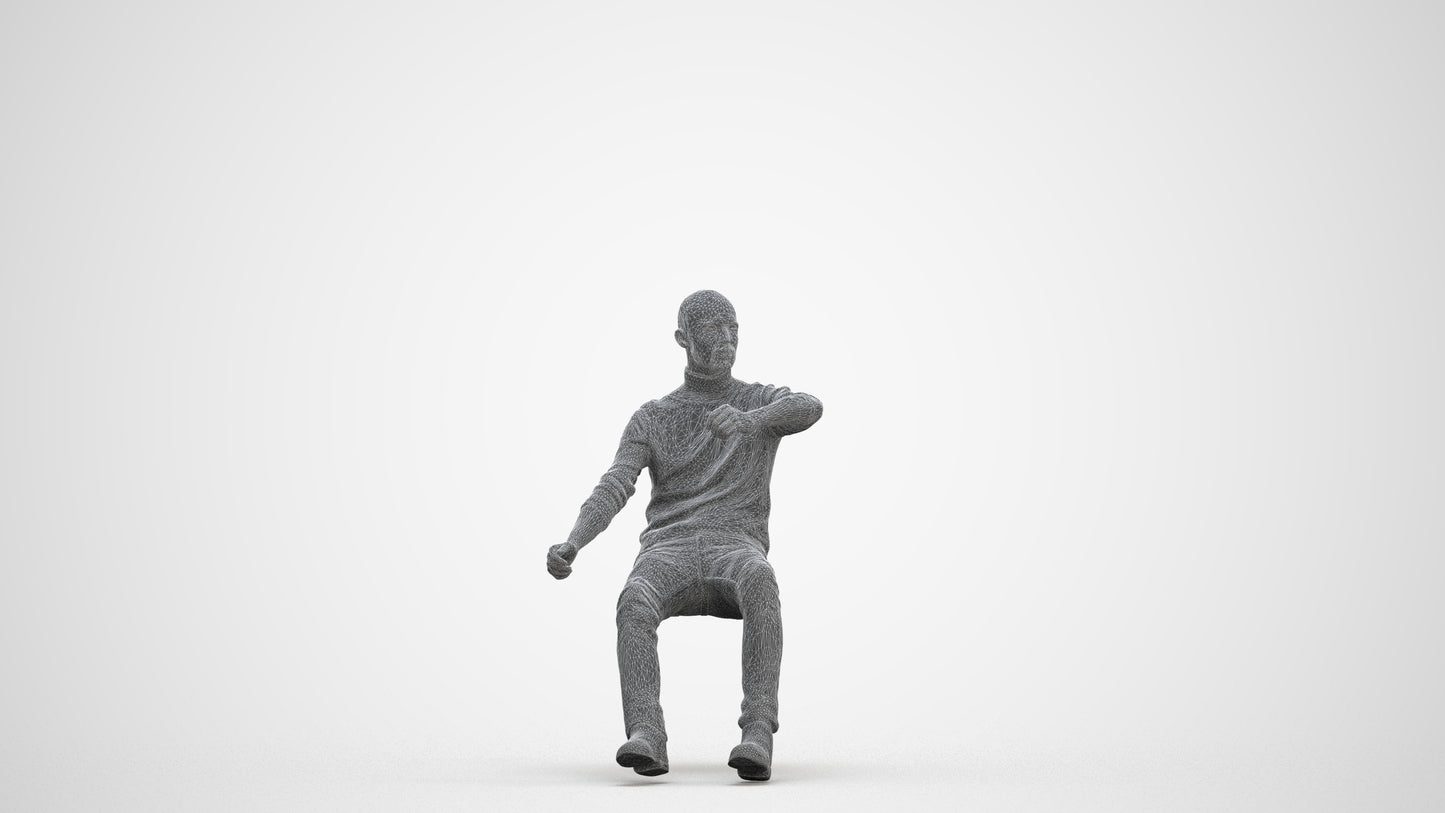 3D people model man casual driving, scanned human for 3ds Max rendering, three-quarter front view render