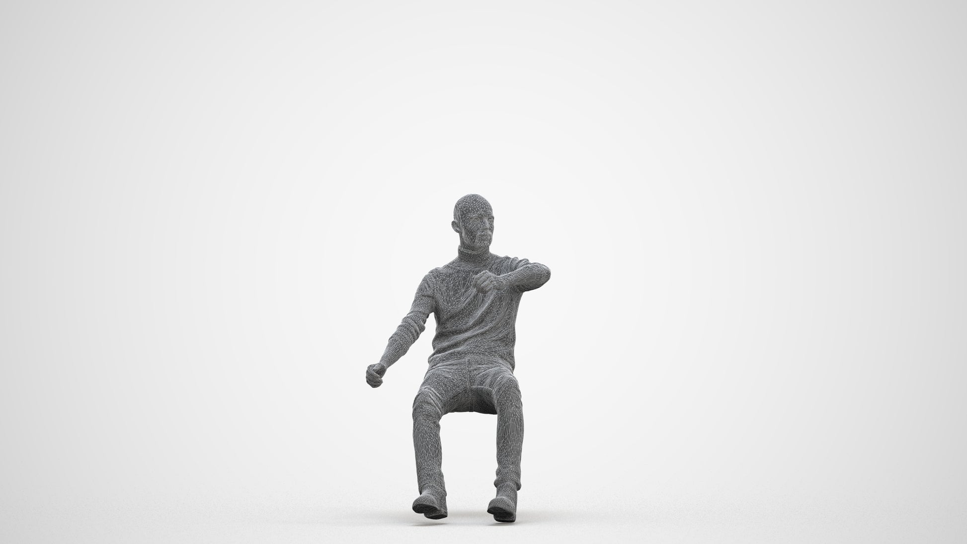3D people model man casual driving, scanned human for 3ds Max rendering, three-quarter front view render