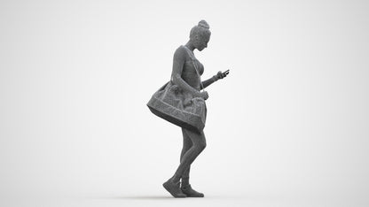realistic 3D human woman sport, archviz people FBX OBJ for Blender, wireframe side view