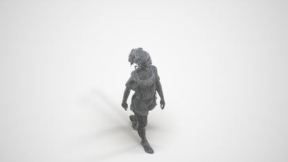 scanned 3D girl casual kids, photogrammetry people for Enscape and V-Ray, wireframe three-quarter view