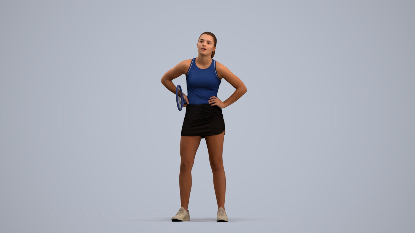 realistic 3D girl sport, scanned archviz people for Blender and 3ds Max, standing pose render