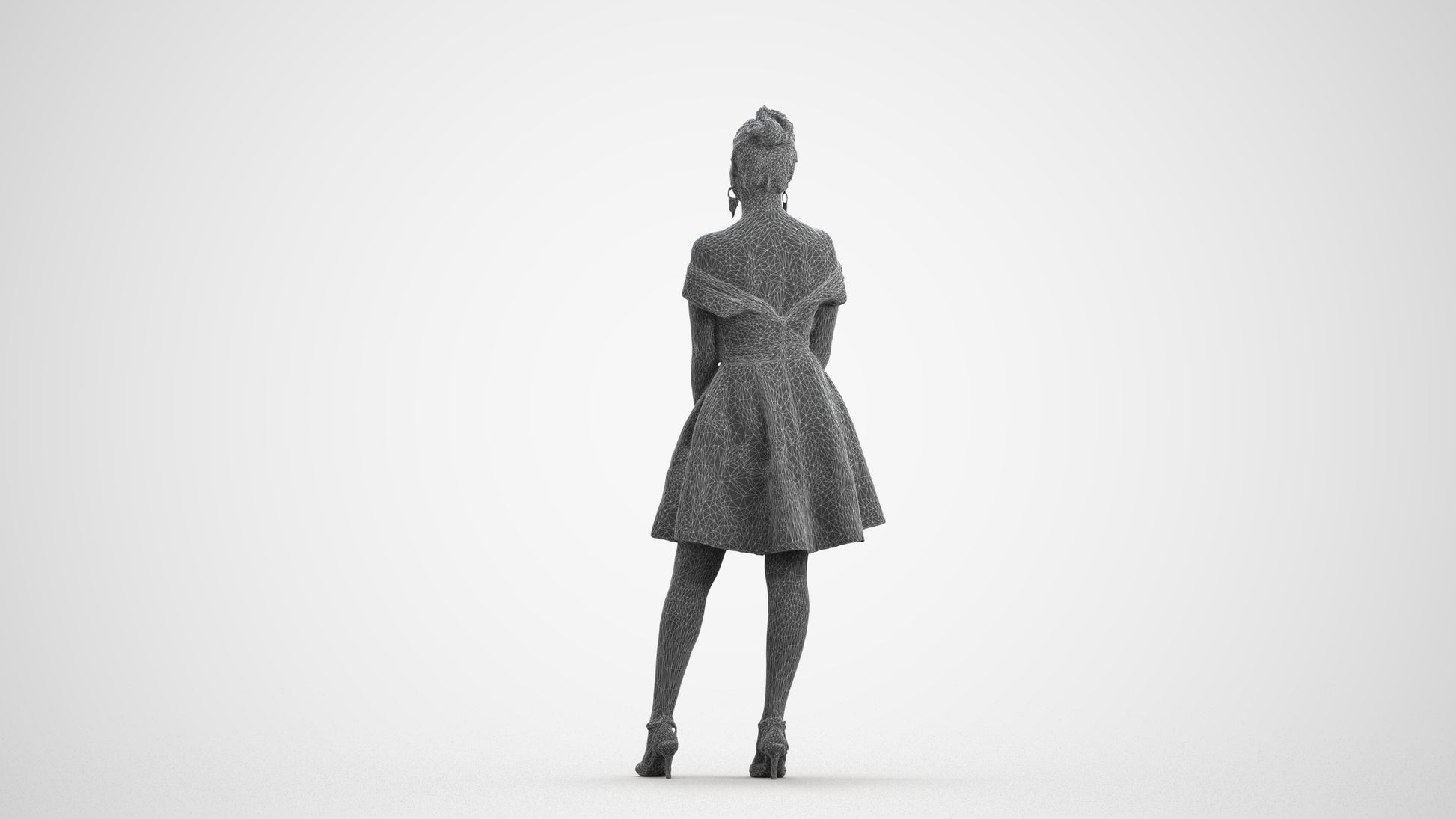 realistic 3D people woman formal formalaffairs, render-ready for V-Ray and Corona, FBX OBJ, wireframe front view