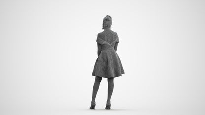realistic 3D people woman formal formalaffairs, render-ready for V-Ray and Corona, FBX OBJ, wireframe front view