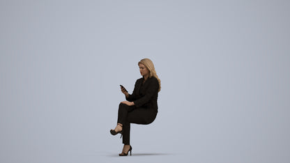 photogrammetry 3D woman business sitting, realistic human model archviz FBX, standing pose render