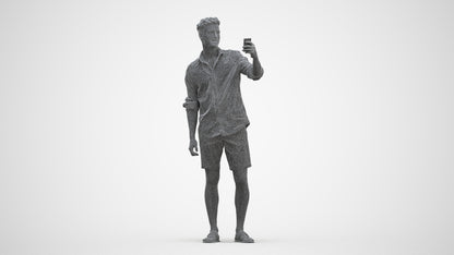 photogrammetry 3D man casual standing, realistic human model archviz FBX, three-quarter front view render