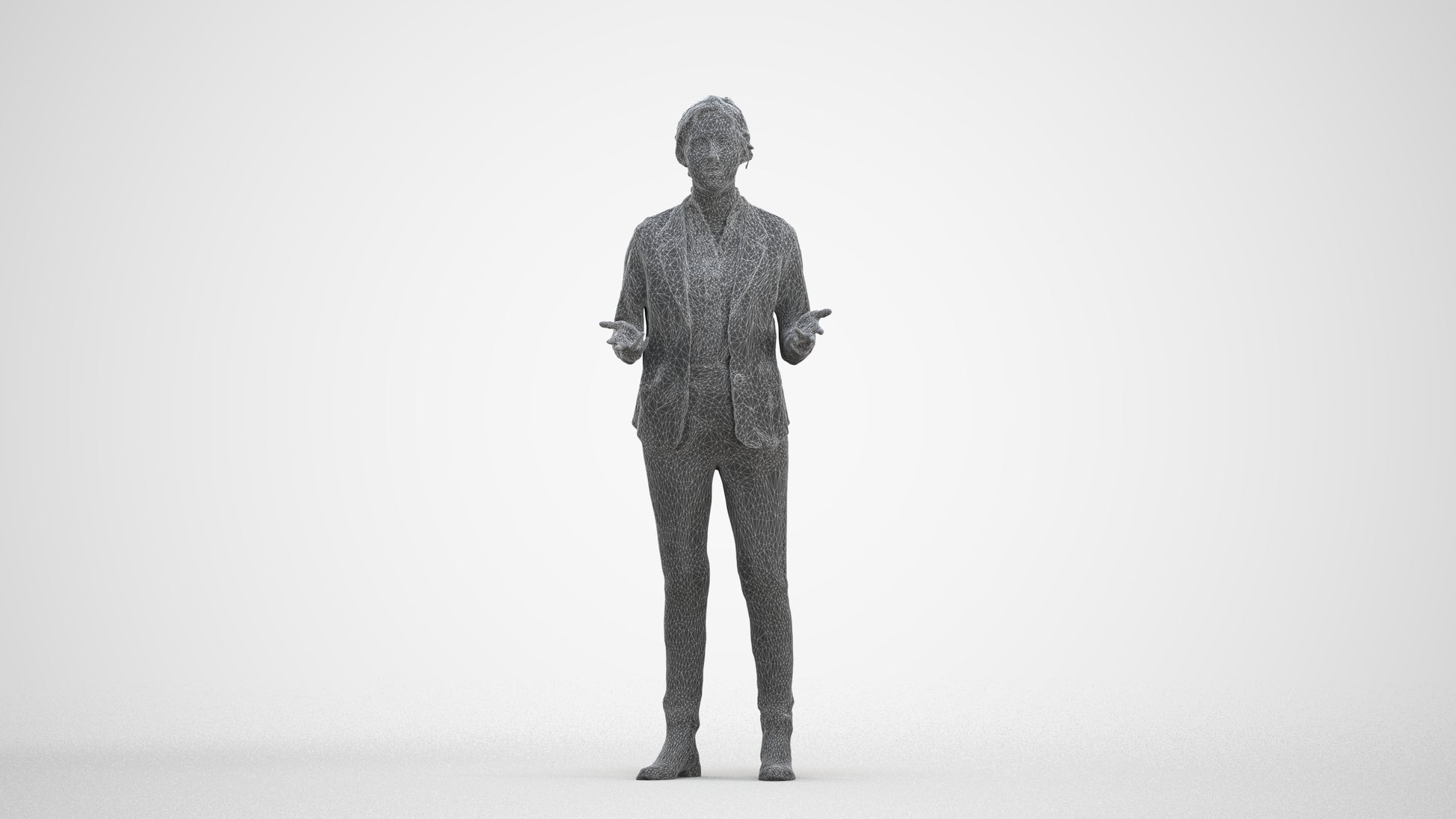 3D scanned woman business, photorealistic archviz people for Enscape and SketchUp, three-quarter front view render