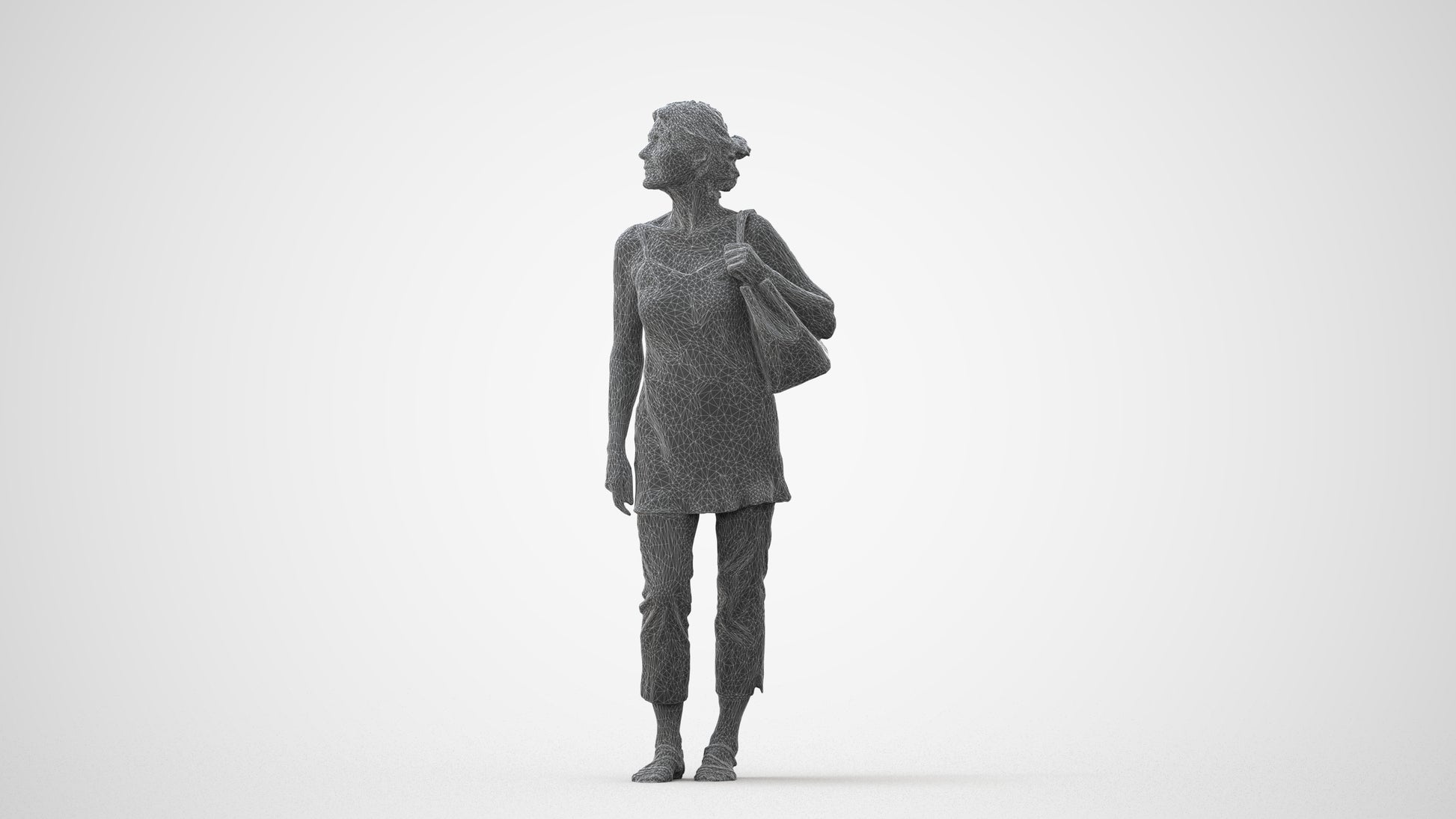 3D scanned senior woman standing casual, photorealistic archviz people for Enscape and SketchUp, square thumbnail