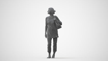 3D scanned senior woman standing casual, photorealistic archviz people for Enscape and SketchUp, square thumbnail