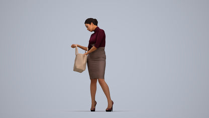photogrammetry 3D woman business standing, realistic human model archviz FBX, top-down view render
