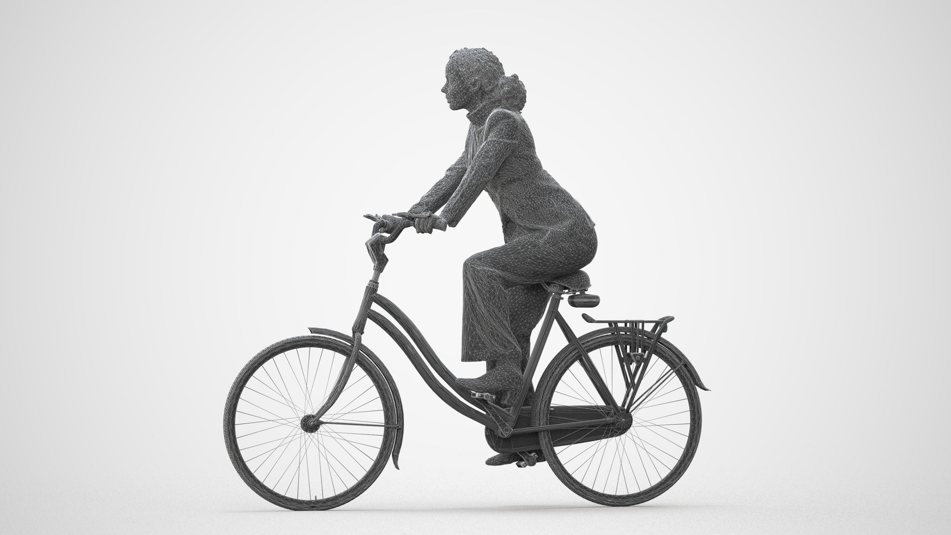 realistic 3D people woman business cycling, render-ready for V-Ray and Corona, FBX OBJ, square thumbnail