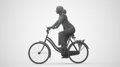 realistic 3D people woman business cycling, render-ready for V-Ray and Corona, FBX OBJ, square thumbnail