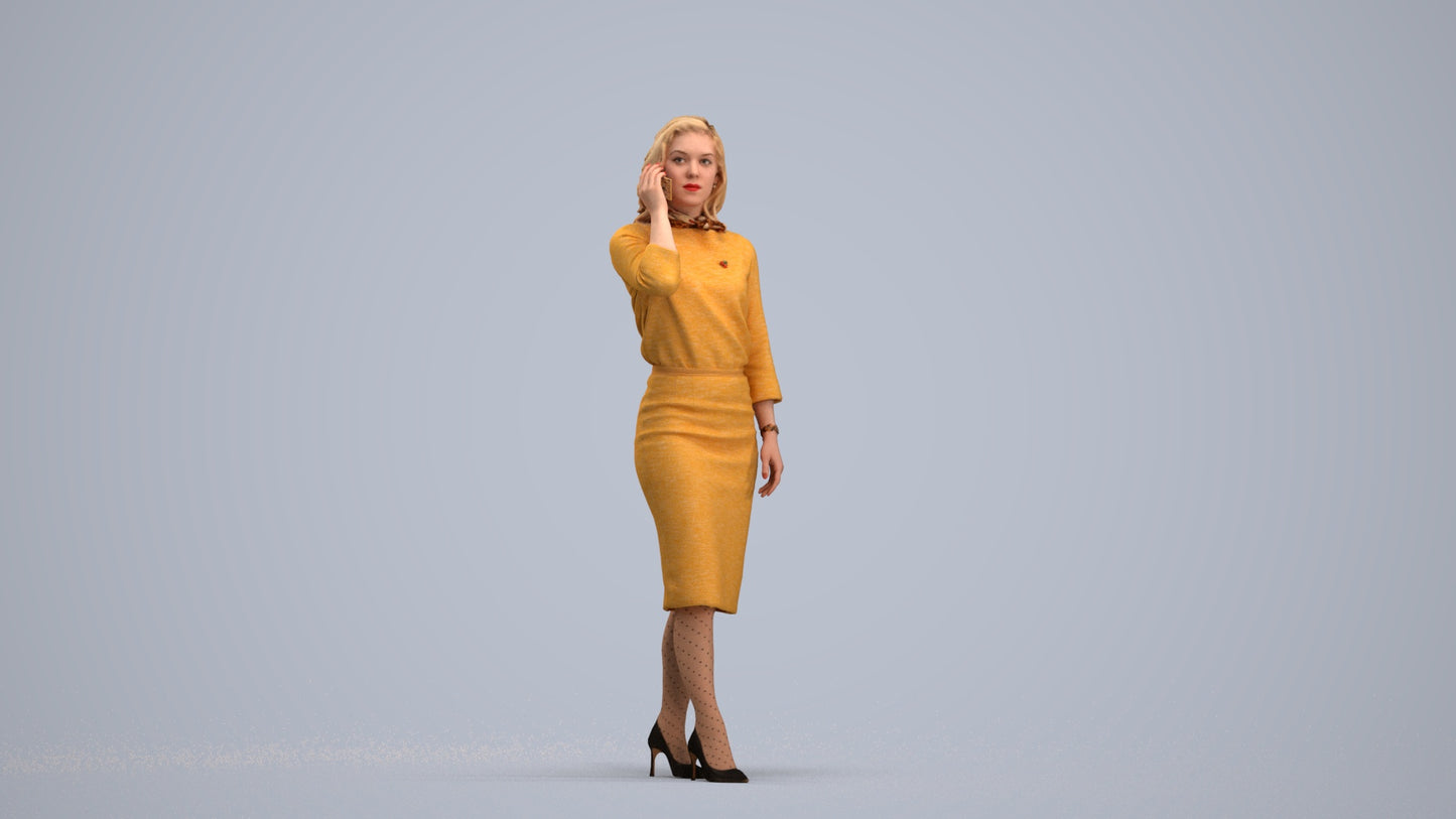 realistic 3D people woman business walking, render-ready for V-Ray and Corona, FBX OBJ, standing pose render