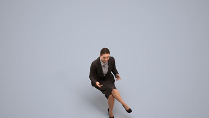 realistic 3D woman business sitting, scanned archviz people for Blender and 3ds Max, back view render