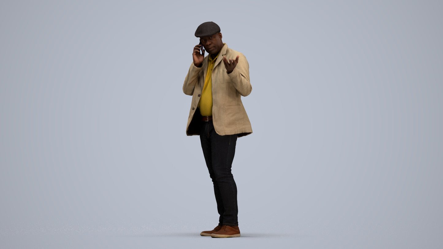 3D human model man casual standing, photogrammetry scanned person for archviz, standing pose render