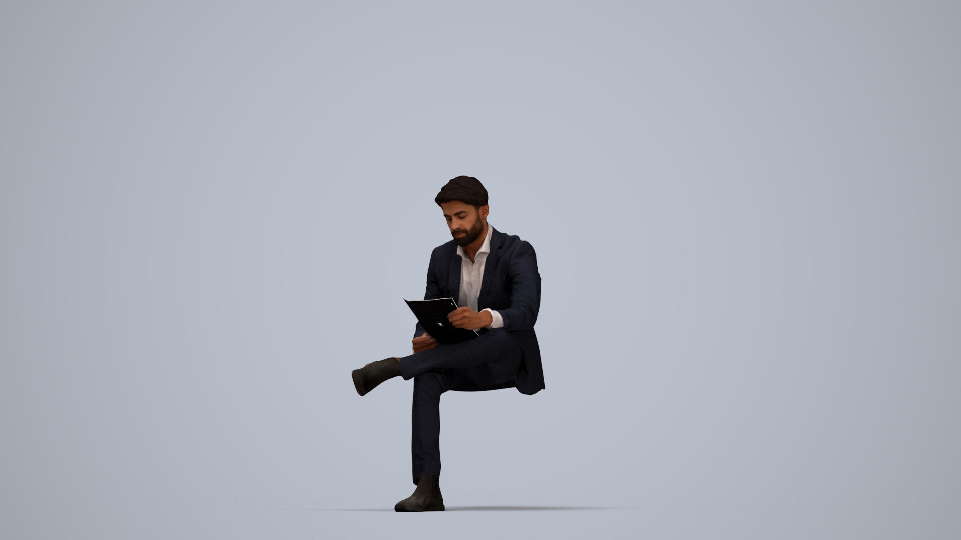 3D people model man business, scanned human for 3ds Max rendering, top-down view render