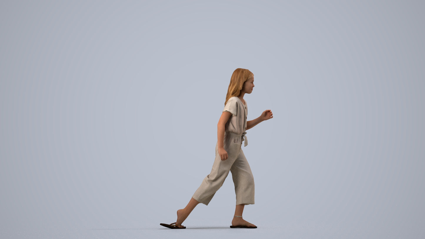 realistic 3D people girl kids, render-ready for V-Ray and Corona, FBX OBJ, side view render