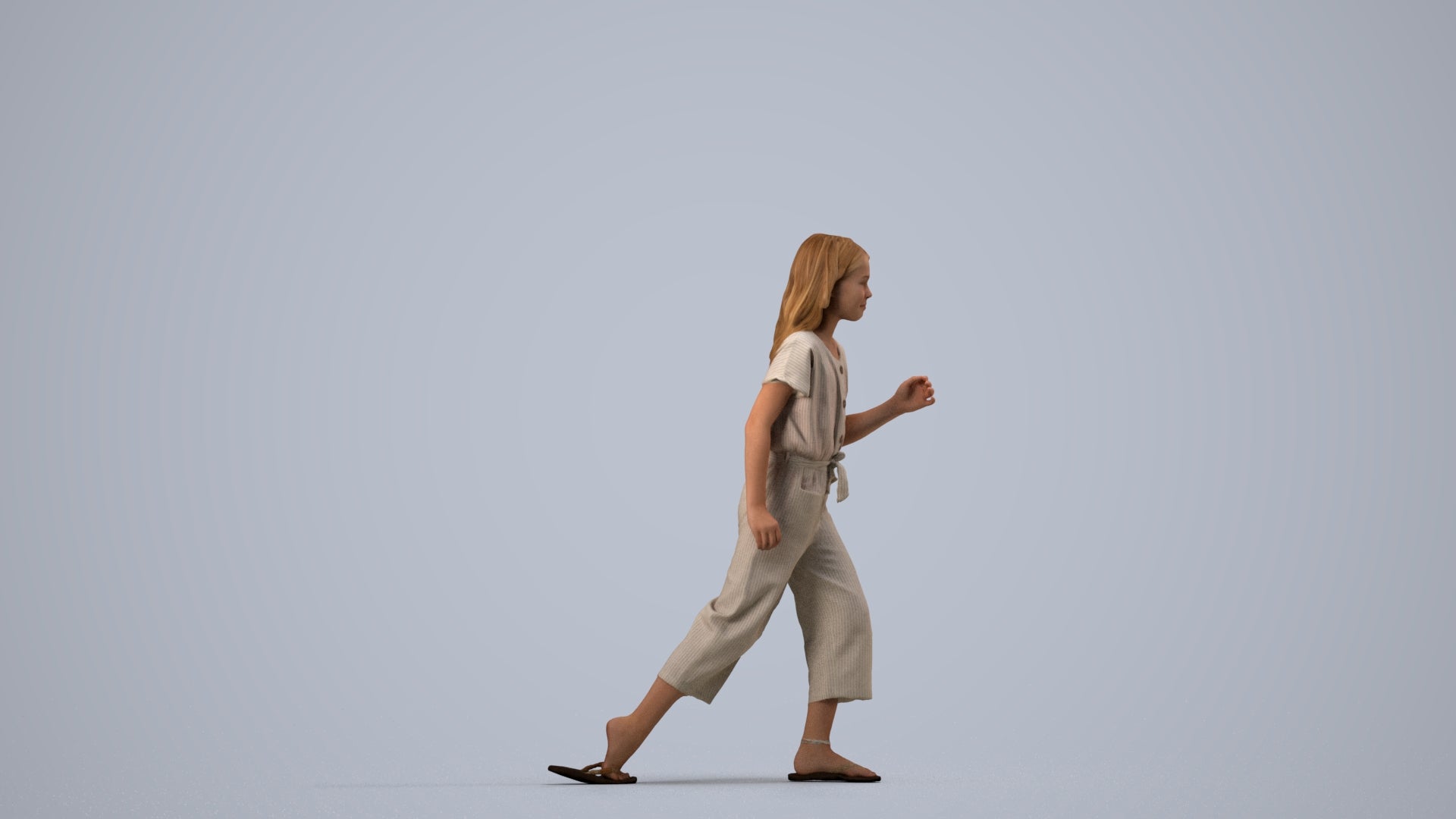 realistic 3D people girl kids, render-ready for V-Ray and Corona, FBX OBJ, side view render