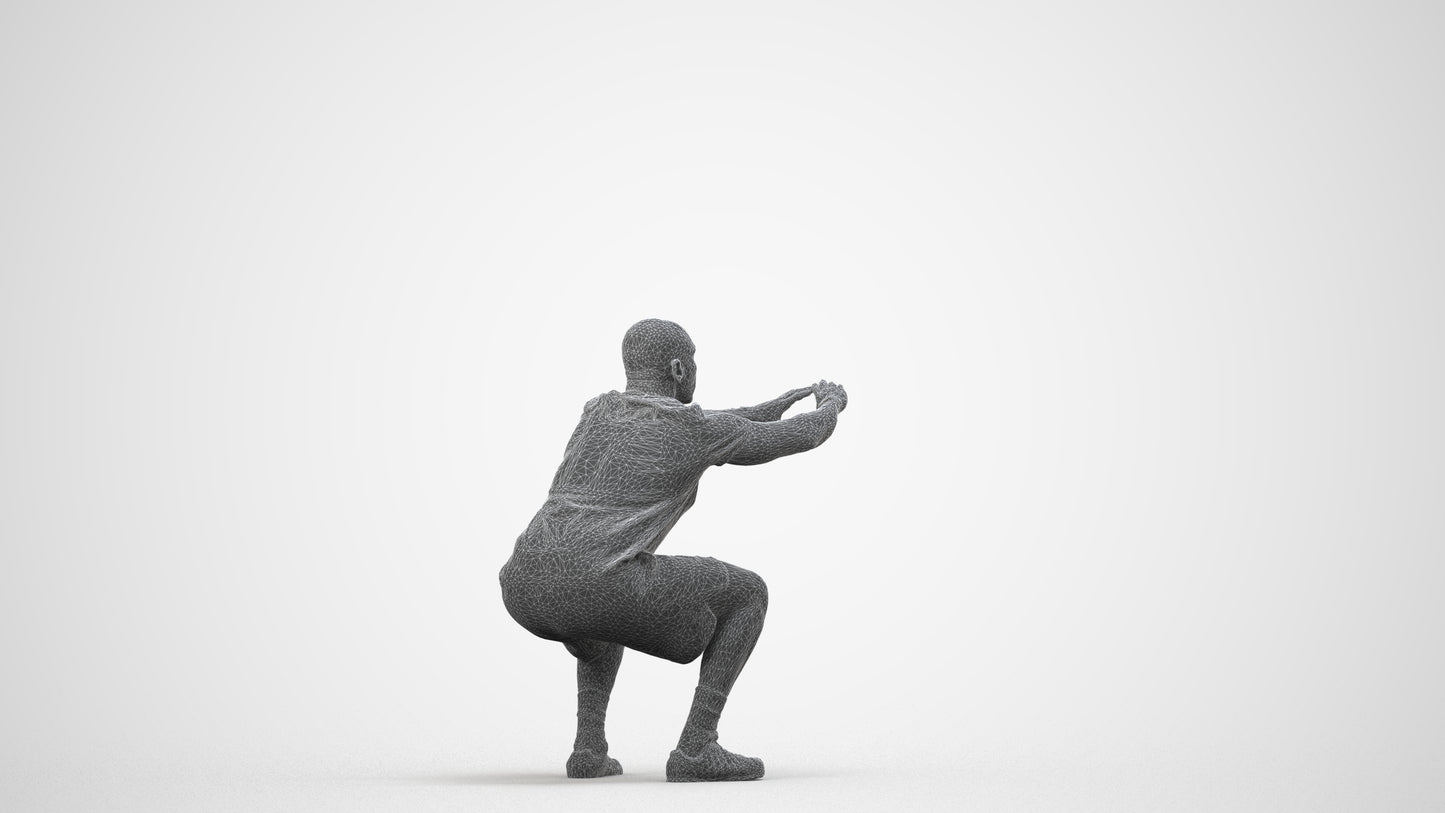 photogrammetry 3D man sport, realistic human model archviz FBX, wireframe side view