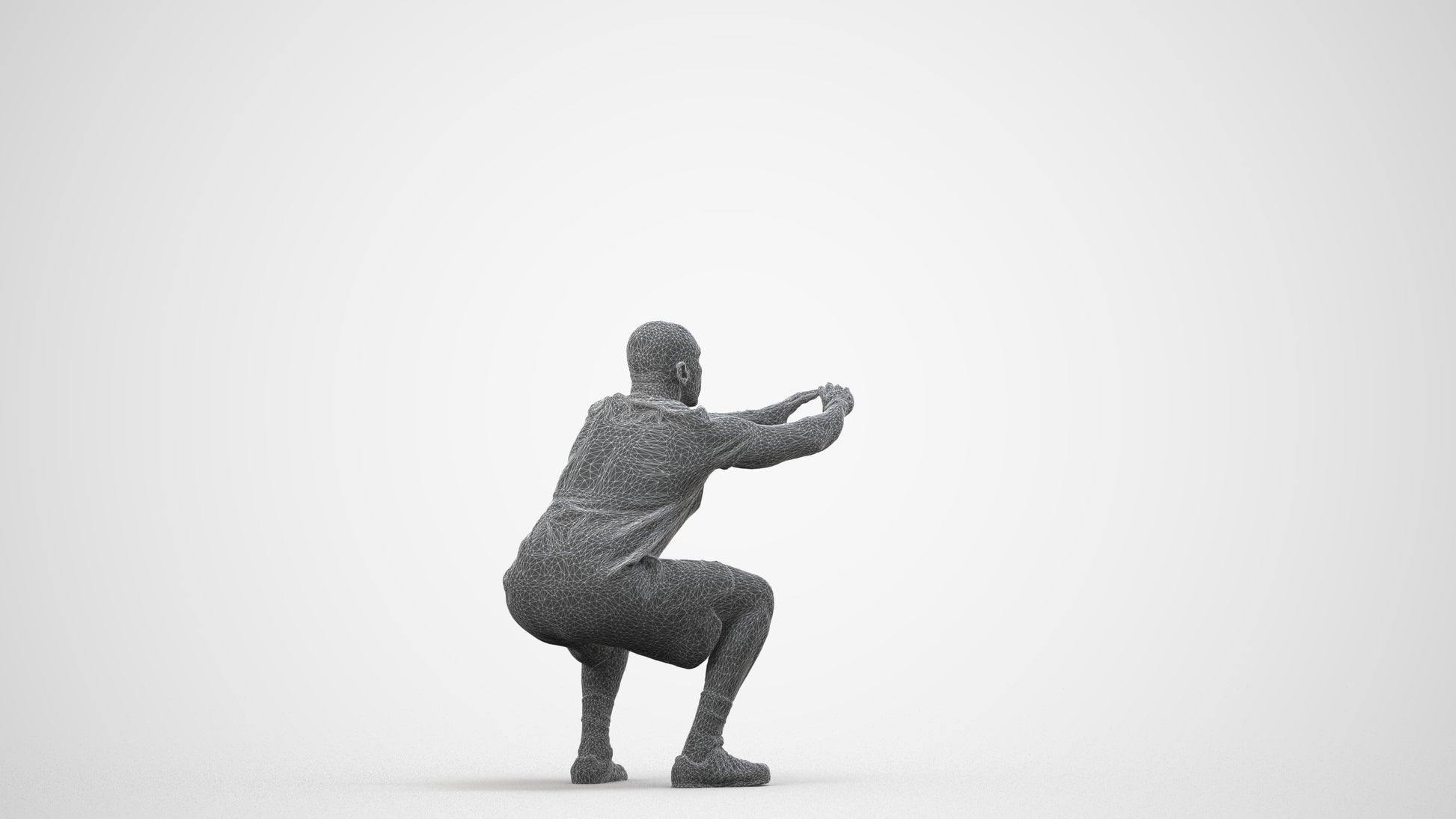 photogrammetry 3D man sport, realistic human model archviz FBX, wireframe side view
