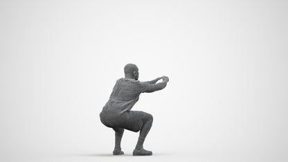 photogrammetry 3D man sport, realistic human model archviz FBX, wireframe side view
