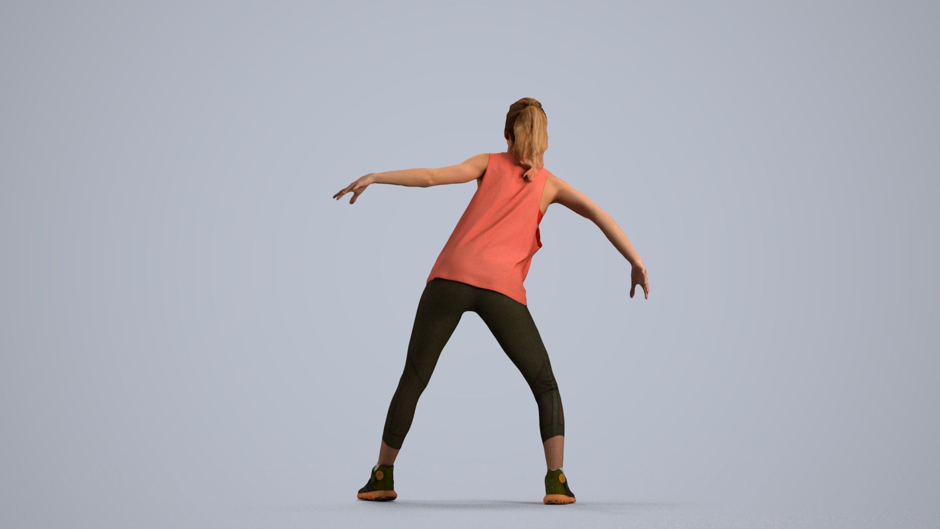 realistic 3D people woman sport, render-ready for V-Ray and Corona, FBX OBJ, front view render