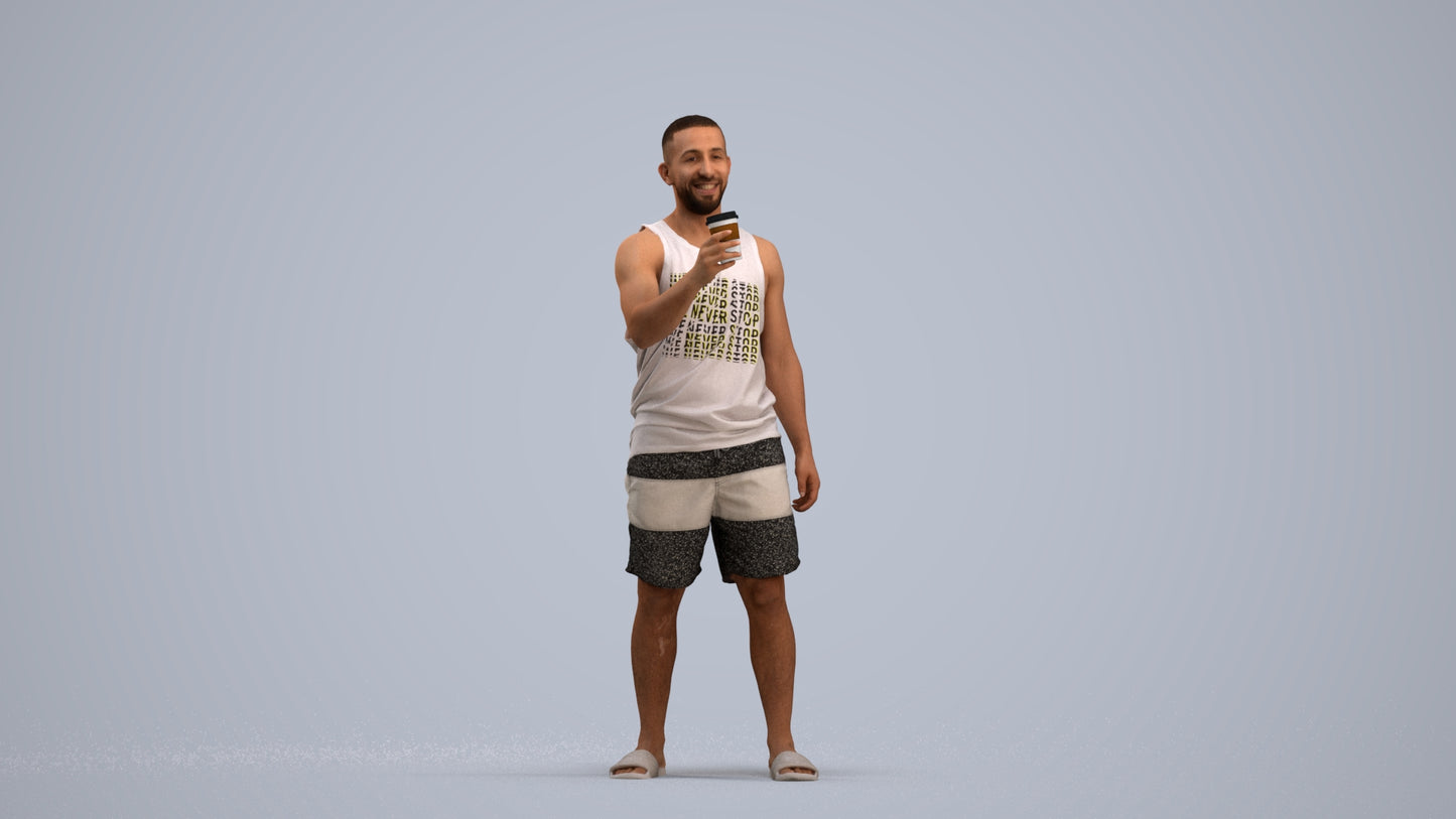 realistic 3D man standing, scanned archviz people for Blender and 3ds Max, standing pose render
