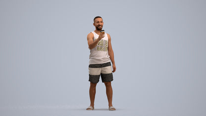 realistic 3D man standing, scanned archviz people for Blender and 3ds Max, standing pose render