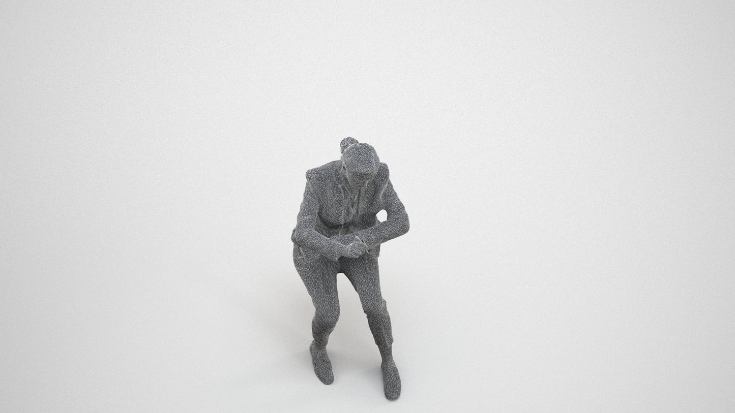 realistic 3D people woman business, render-ready for V-Ray and Corona, FBX OBJ, wireframe three-quarter view