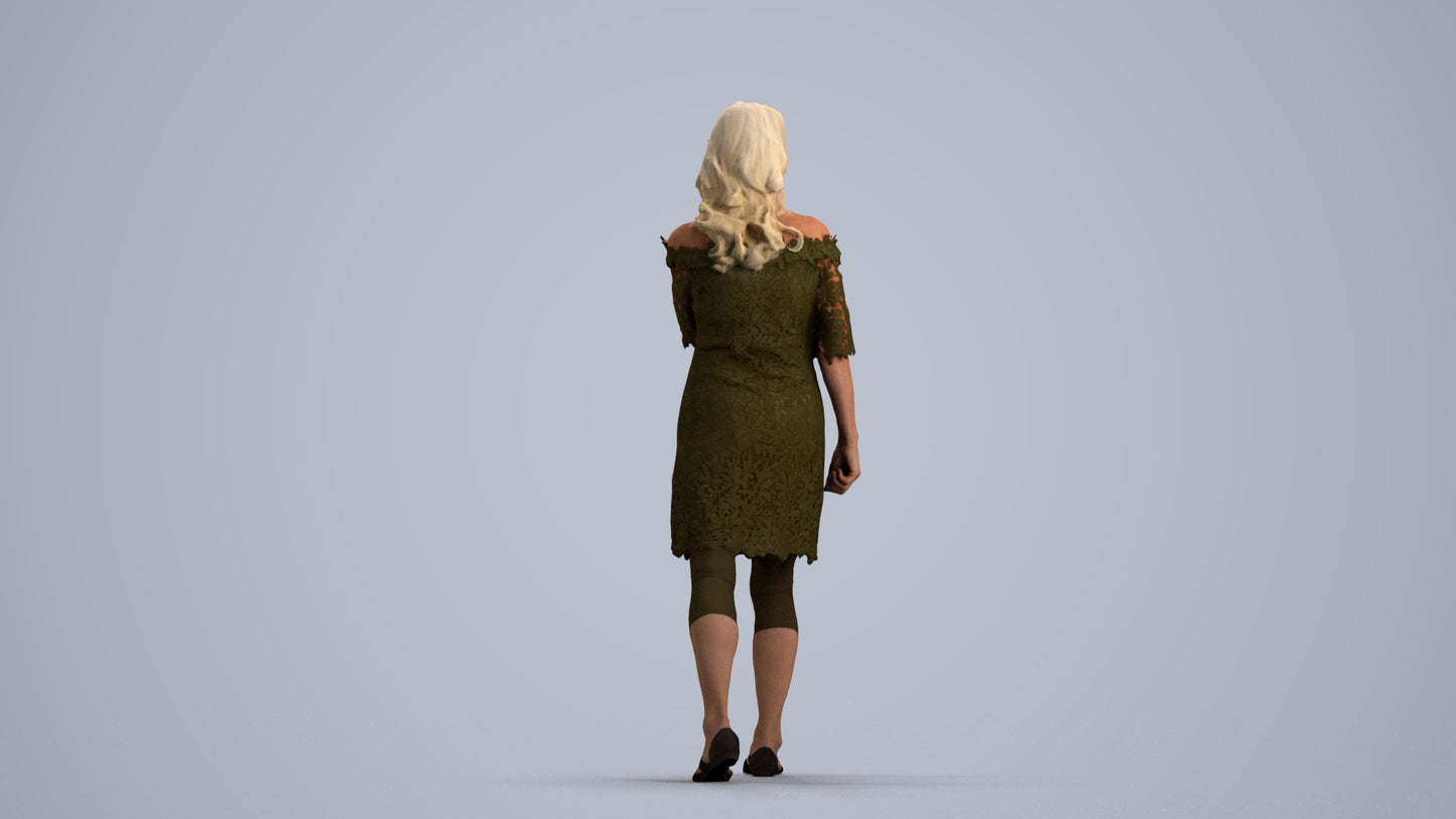 3D scanned senior woman business casual, photorealistic archviz people for Enscape and SketchUp, front view render