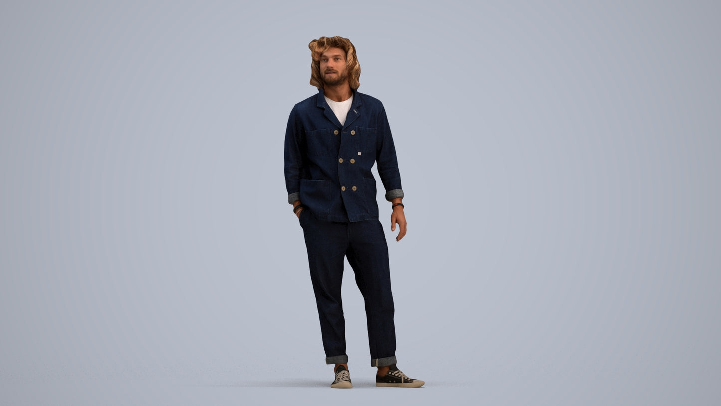 photogrammetry 3D man casual formalaffairs, realistic human model archviz FBX, standing pose render