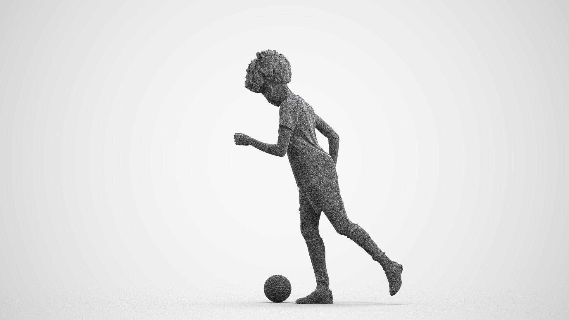 3D people model woman sport, scanned human for 3ds Max rendering, wireframe front view
