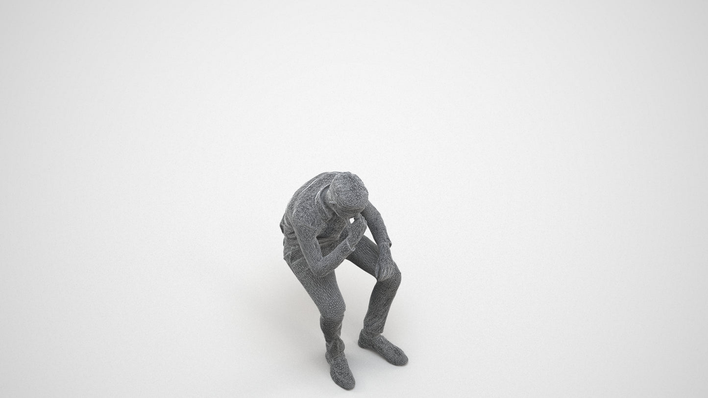 3D scanned boy kids business, photorealistic archviz people for Enscape and SketchUp, wireframe three-quarter view
