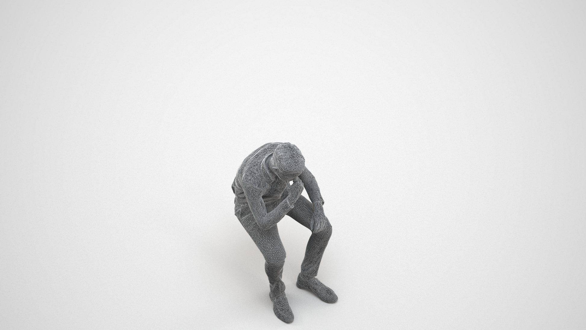 3D scanned boy kids business, photorealistic archviz people for Enscape and SketchUp, wireframe three-quarter view
