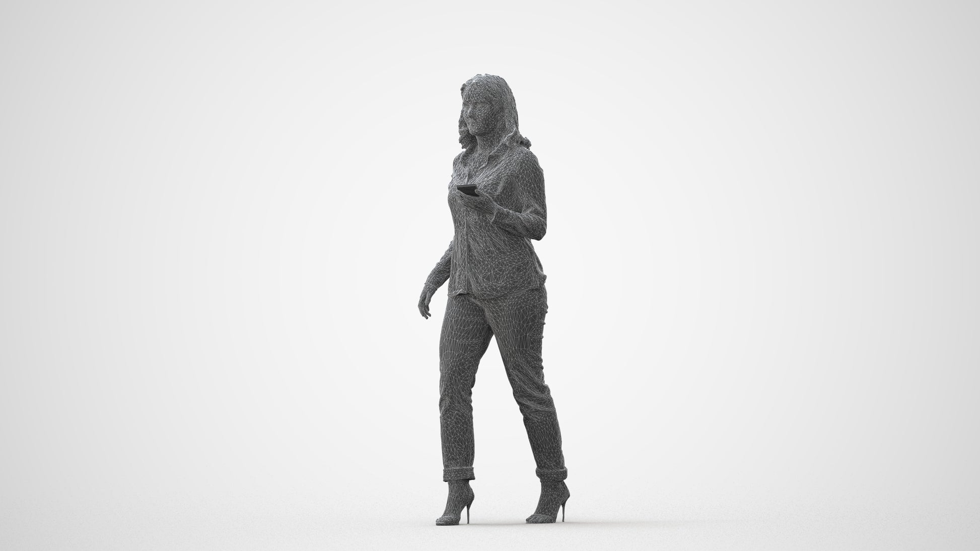 3D scanned woman walking casual, photorealistic archviz people for Enscape and SketchUp, square thumbnail