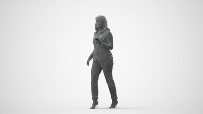 3D scanned woman walking casual, photorealistic archviz people for Enscape and SketchUp, square thumbnail