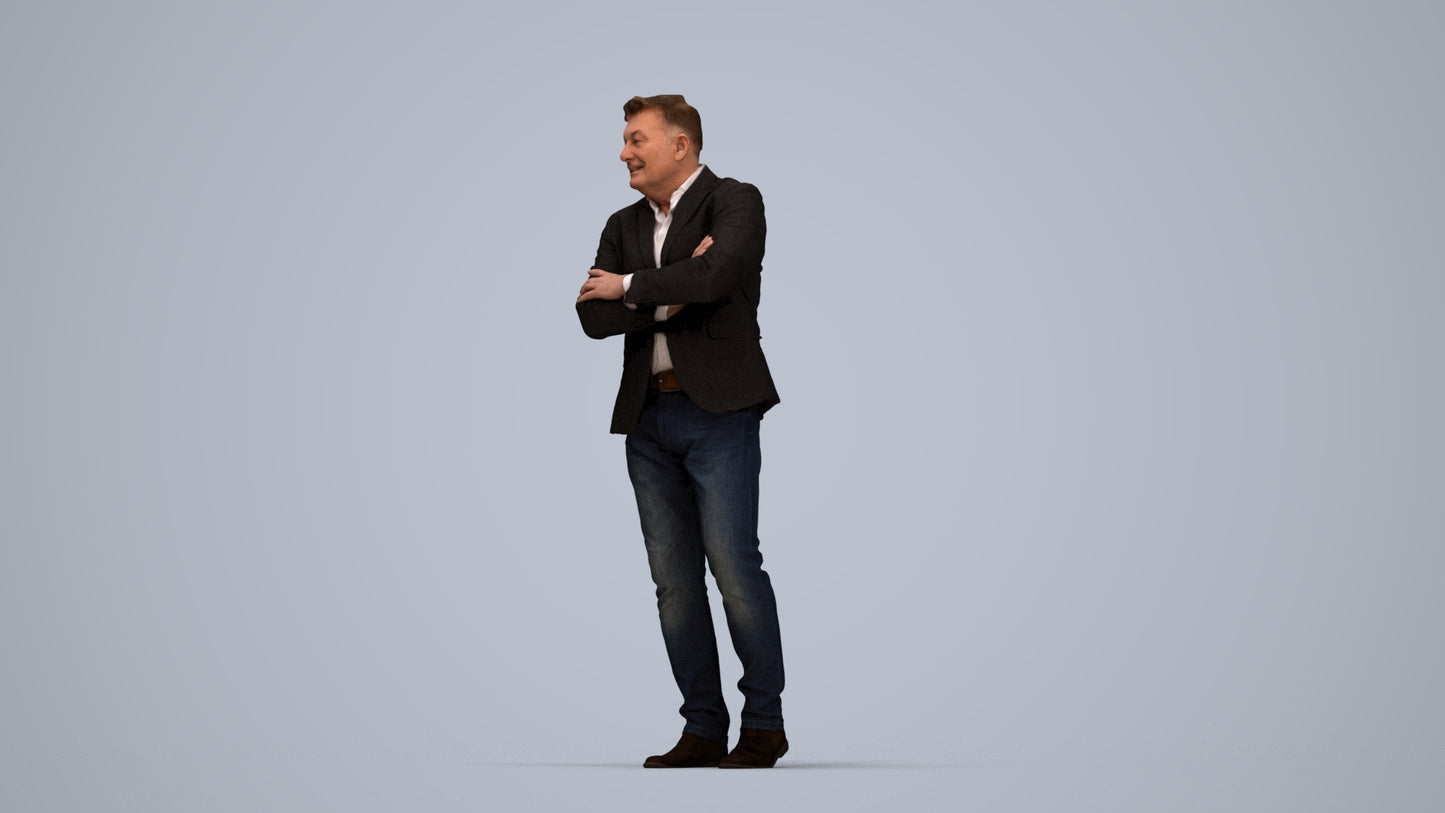 photogrammetry 3D man business, realistic human model archviz FBX, top-down view render